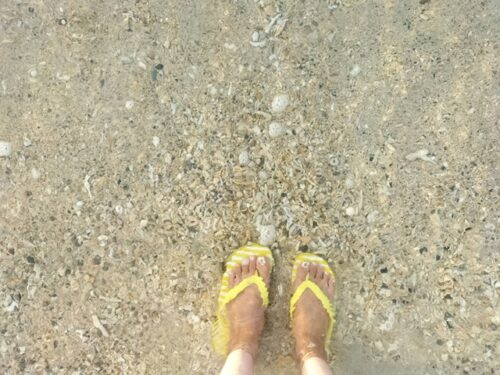海と足